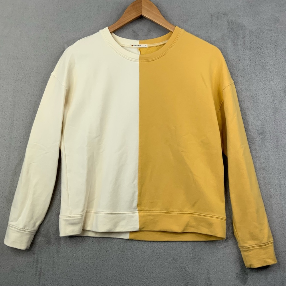 Marine Layer Two-Tone Crew Neck Sweater - Cream and Yellow